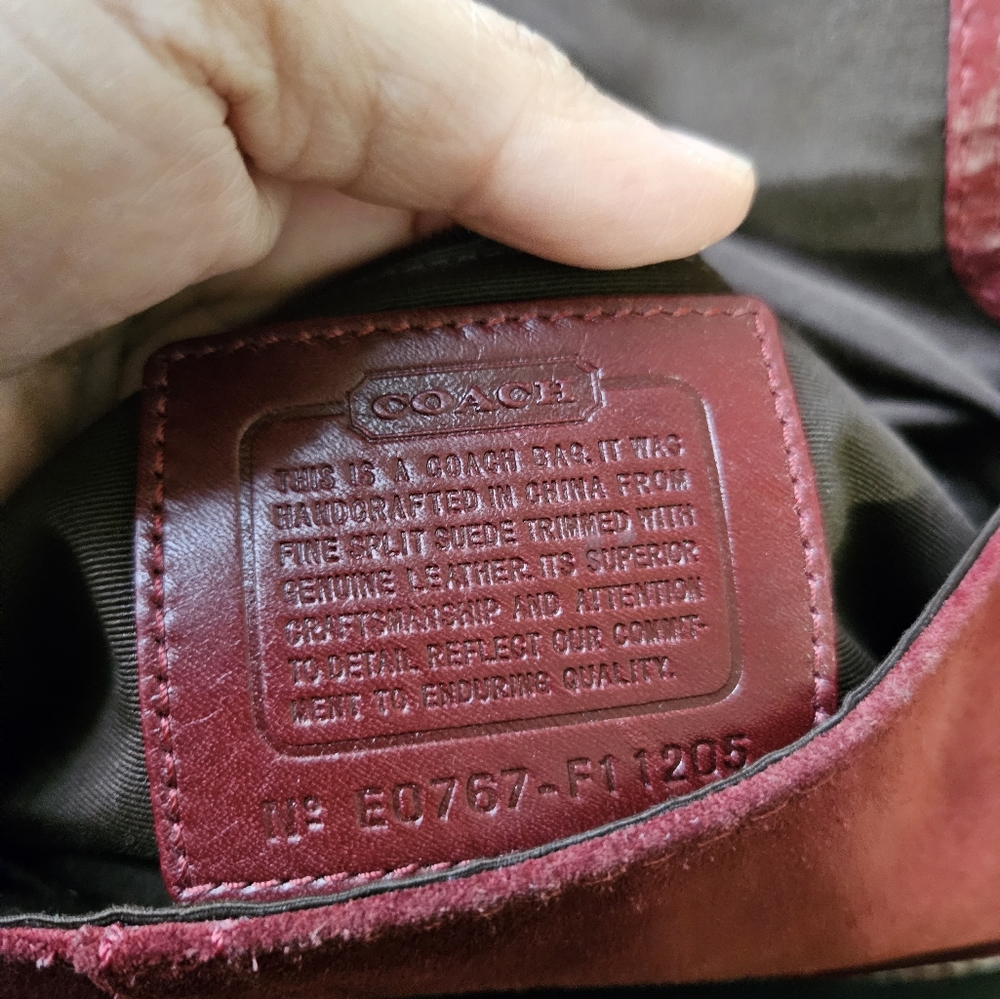 Like New!Coach Suede Burgundy Leather Crossbody bag - Picture 10 of 11